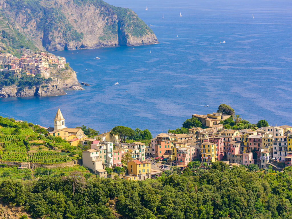 ITS__0008_Corniglia - Village of Cinque Terre National Park at Coast of Italy. In the background you can see Manarola