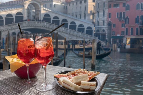 Cocktail Aperitif For Two With The View Of Venice In The — Northern Italy luxury tour by Italy Travel Specialist