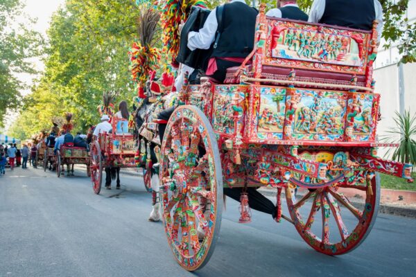 A Typical Colored Sicilian Cart During A Folkloristic Show — Sicily luxury tour by Italy Travel Specialist